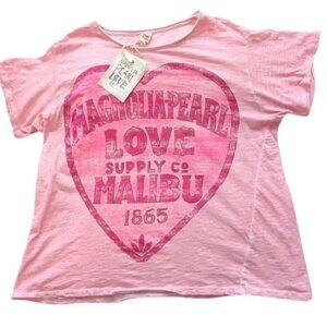 Magnolia Pearl  Malibu 1865 Boyfriend Tee Distressed Light Azalea PINK OS